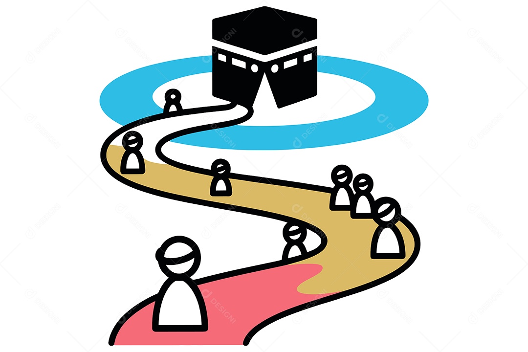 Hajj Peregrinação uma Viagem Para Meca Ilustração Vetor EPS + AI
