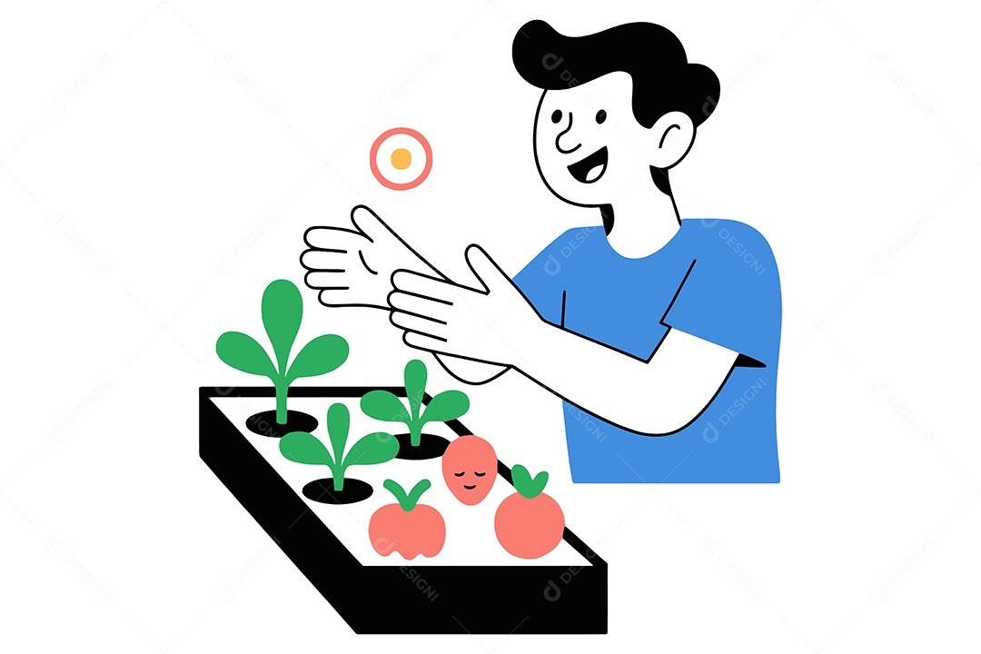 Homem Cultivando Legumes Ilustração Vetor EPS + AI