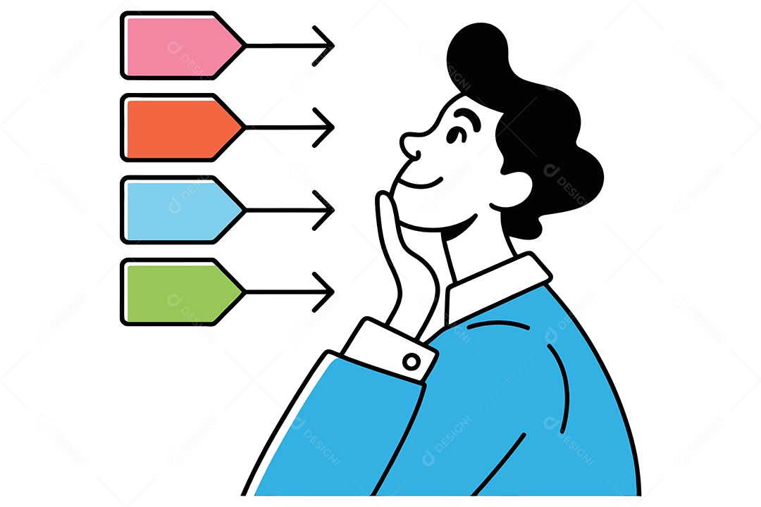 Pessoa em Tomada de Decisão Ilustração Vetor EPS + AI