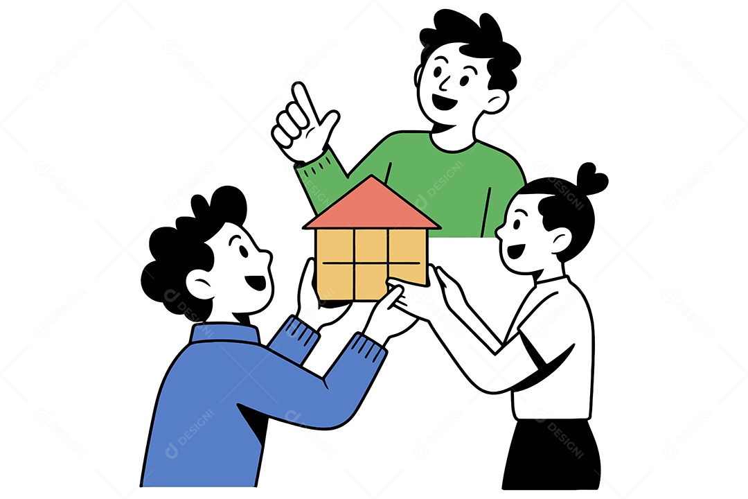 Crianças Conceito de Trabalho em Equipe Ilustração Vetor EPS + AI