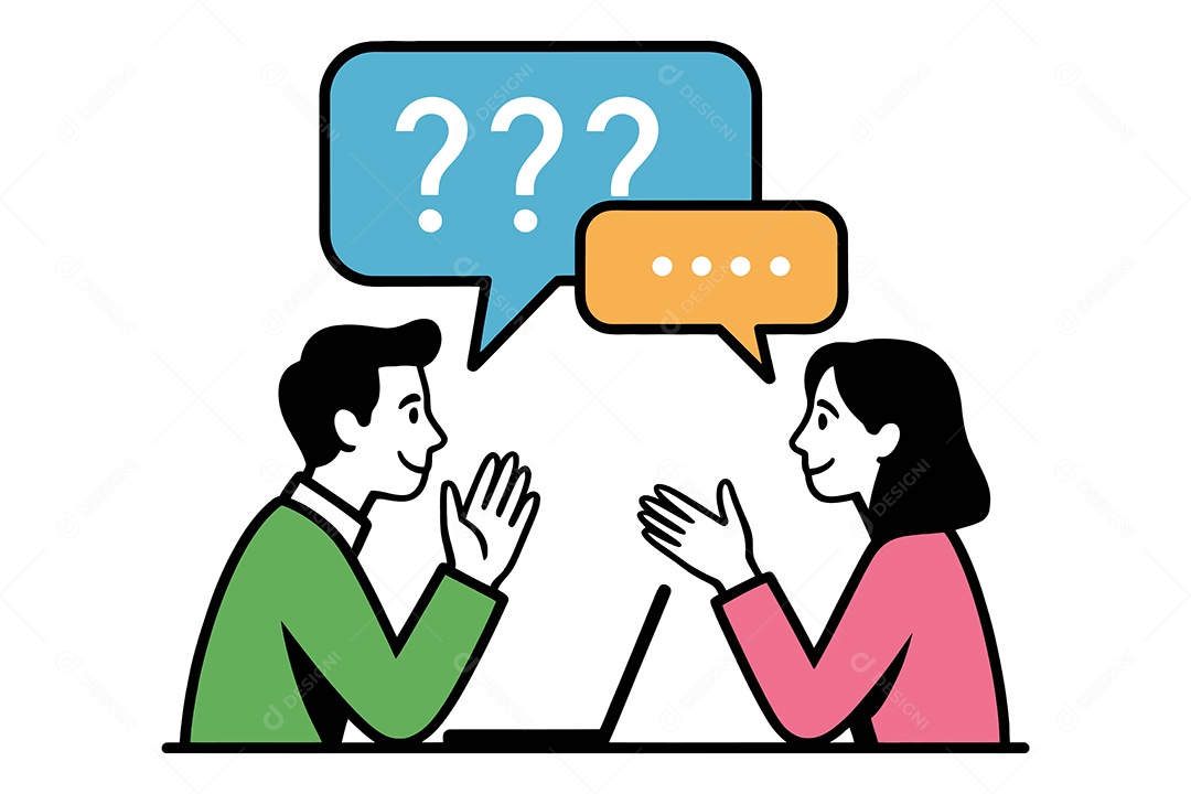 Homem e uma Mulher Conversando com Ícones de Balão Ilustração Vetor EPS + AI