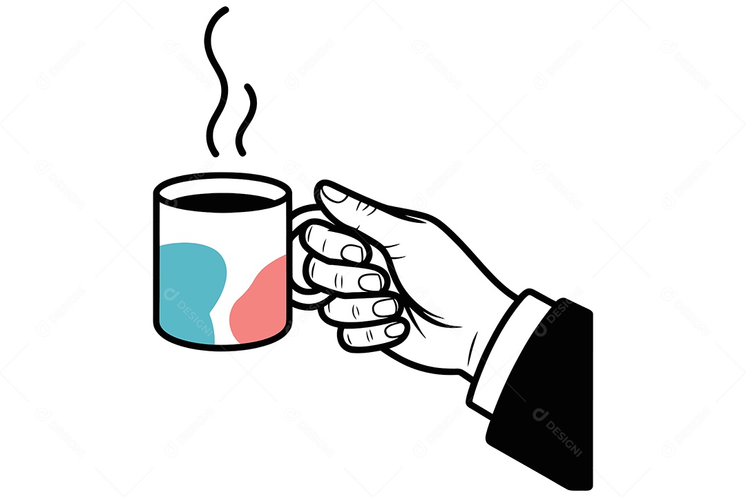 Mão Segurando uma Xícara Ilustração Vetor EPS + AI