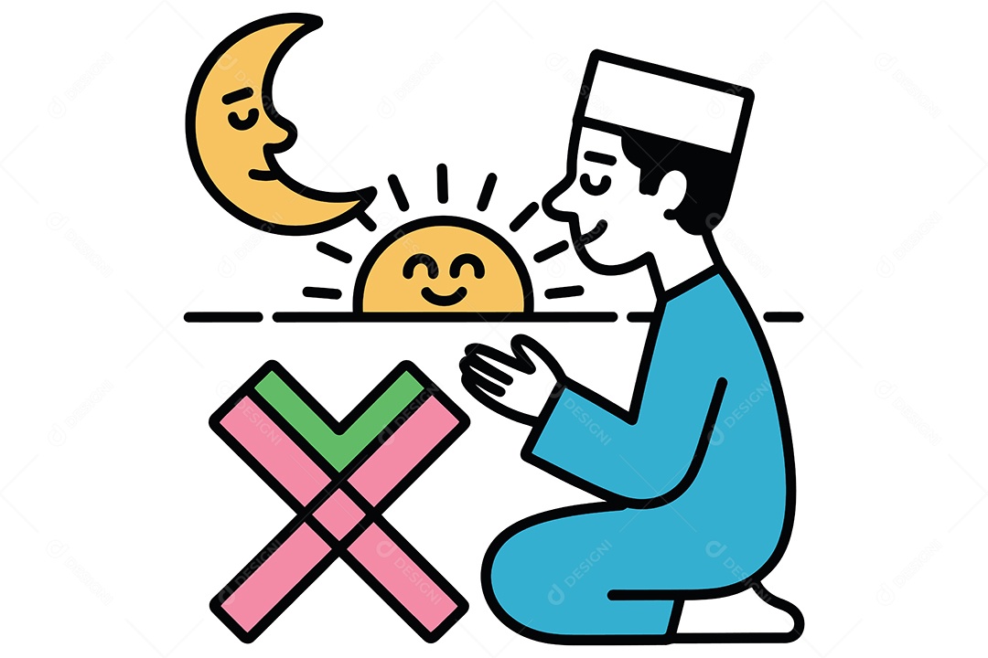 Muçulmano Ajoelhado em Oração Ilustração Vetor EPS + AI