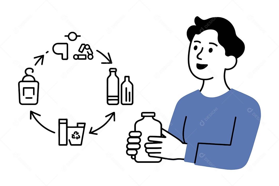 Homem Segurando uma Garrafa Ilustração Vetor EPS + AI