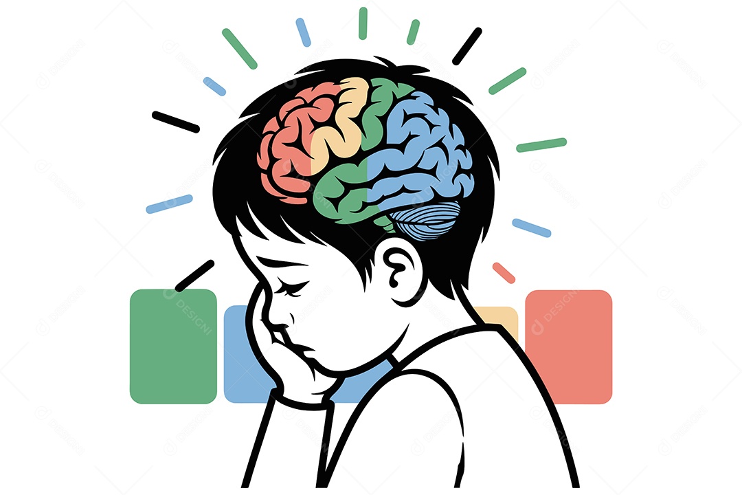 Criança Saúde Mental Ilustração Vetor EPS + AI