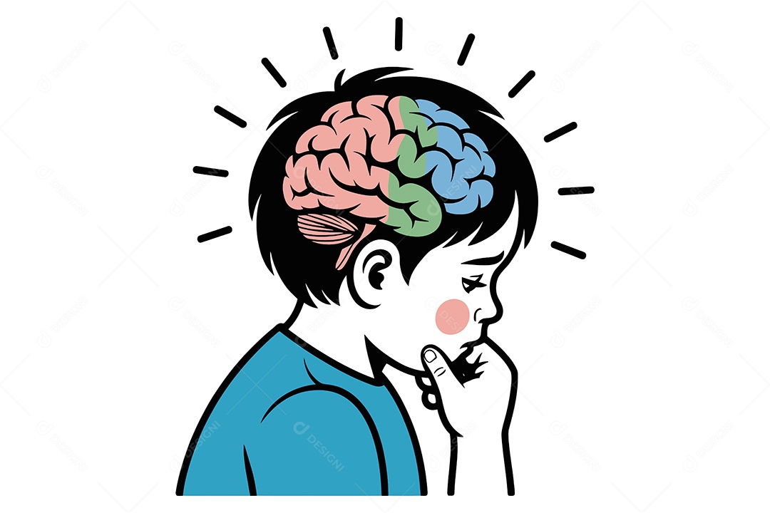 Criança Saúde Mental Ilustração Vetor EPS + AI