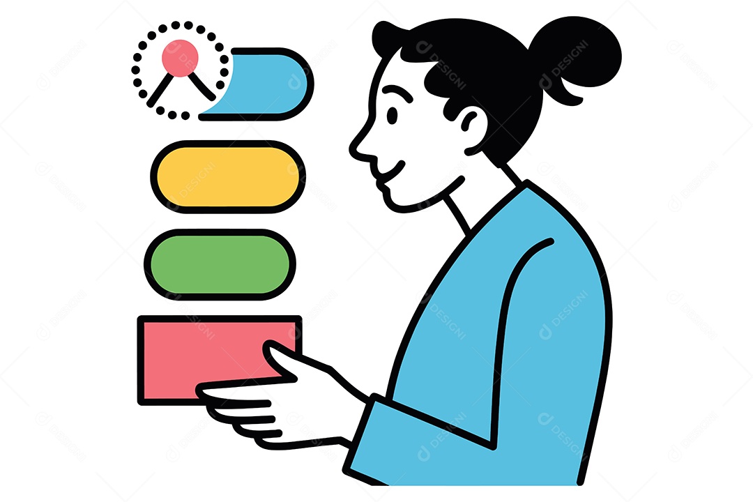 Mulher Ínterface de um Painel de Controle administrativo