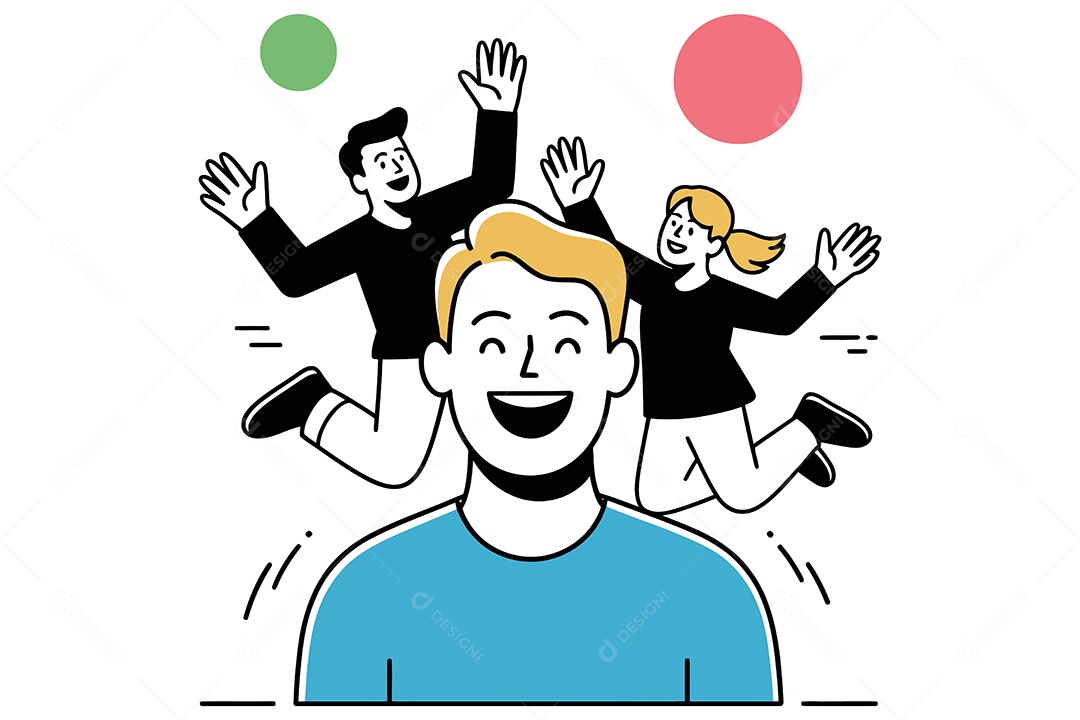 Pessoas Felizes e Celebrando Ilustração Vetor EPS + AI