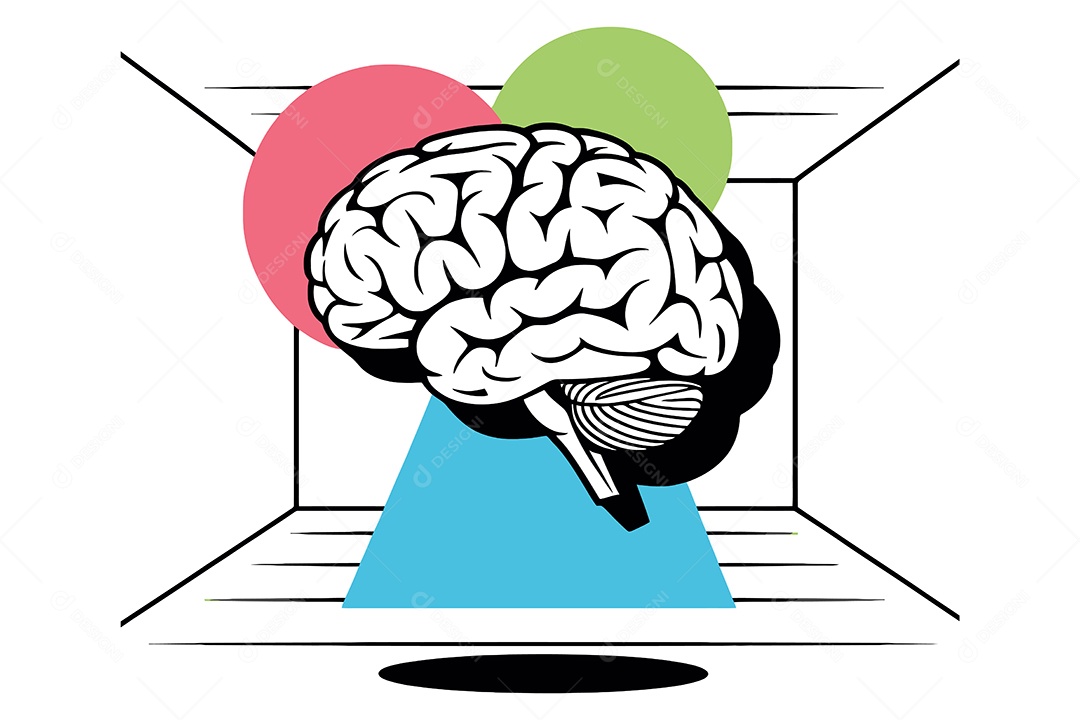 Cérebro Humano com Faixas Colorida Ilustração Vetor EPS + AI