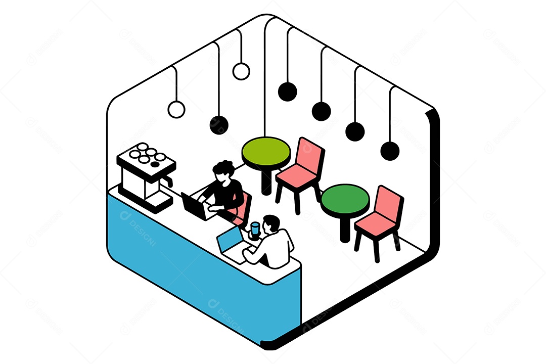 Pessoas em Local de Trabalho Ilustração Vetor EPS + AI