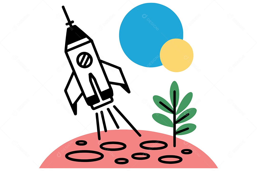 Foguete Decolando Ilustração Vetor EPS + AI