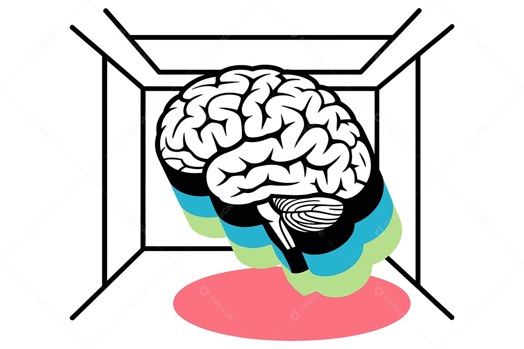 Cérebro Humano com Faixas Colorida Ilustração Vetor EPS + AI