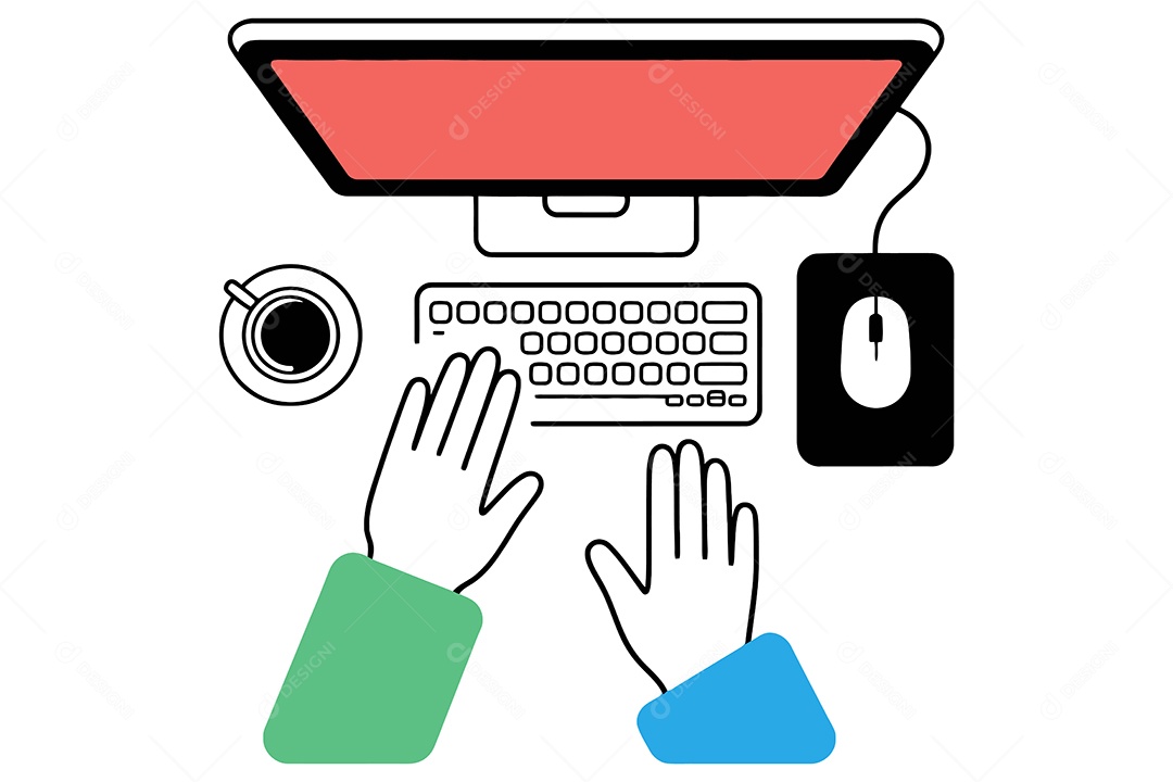 Pessoa Usando um Computador Ilustração Vetor EPS + AI