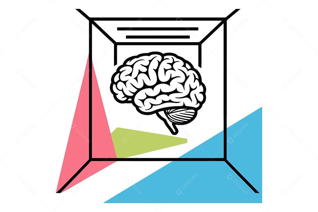 Cérebro Humano com Faixas Colorida Ilustração Vetor EPS + AI