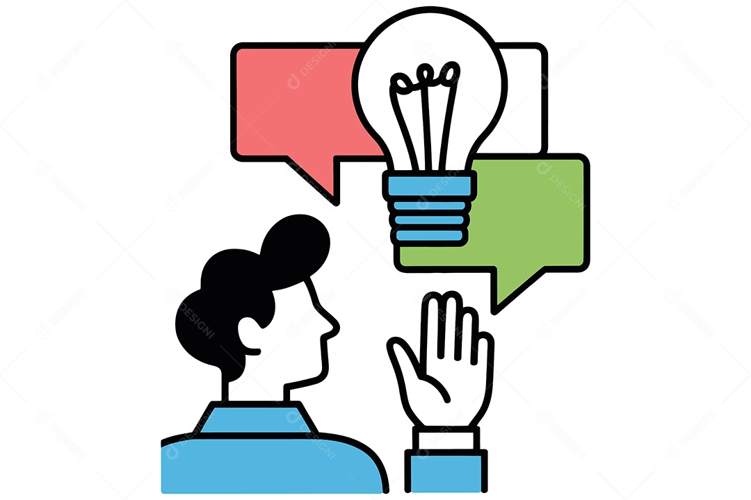 Pessoa Tendo uma Ídeia Ilustração Vetor EPS + AI