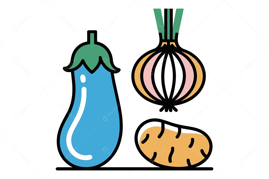 Vegetais Desenho Animado Ilustração Vetor EPS + AI