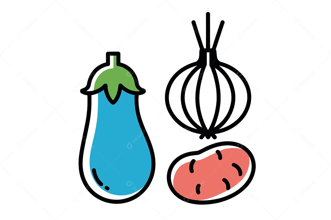 Vegetais Desenho Animado Ilustração Vetor EPS + AI