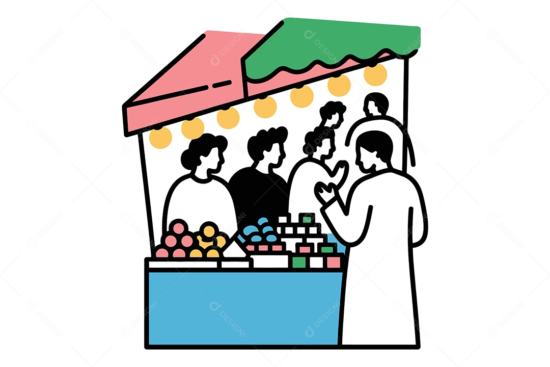 Pessoas Ínteragindo em uma Feira Ilustração Vetor EPS + AI