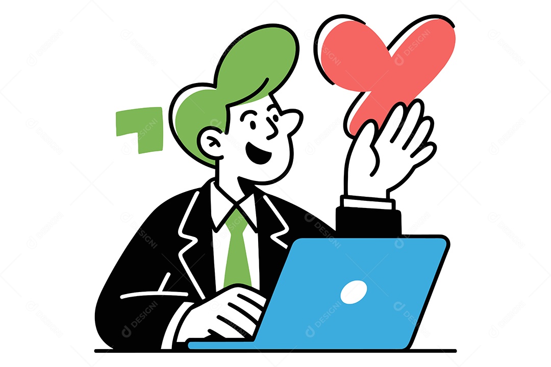 Pessoa Trabalhando em um Laptop Ilustração Vetor EPS + AI