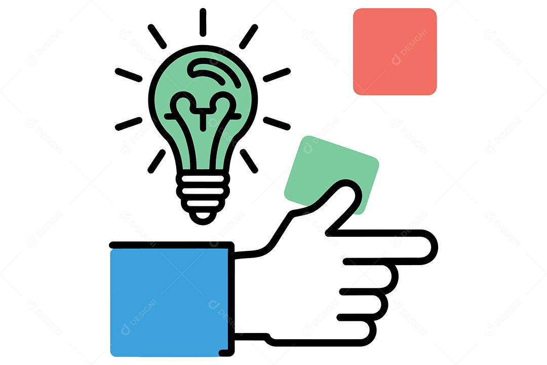 Mão Conceito de Criatividade Ídeias e Soluções Ilustração Vetor EPS + AI