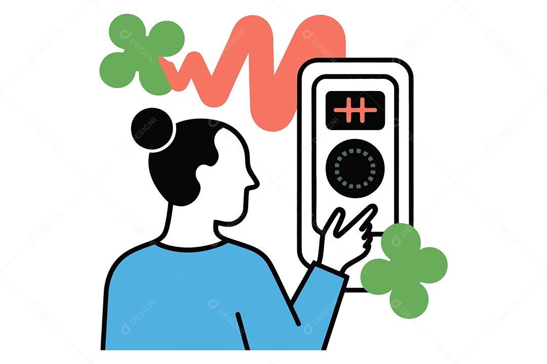 Pessoa Ínteragindo com um Dispositivo Ilustração Vetor EPS + AI