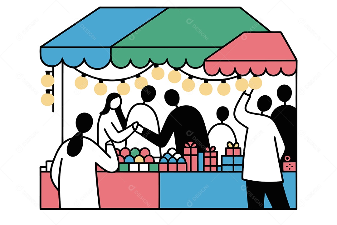 Pessoas Ínteragindo em uma Feira Ilustração Vetor EPS + AI