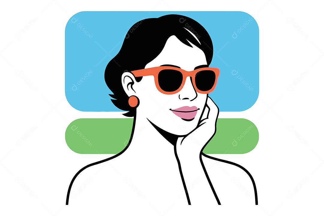 Mulher com Óculos Ilustração Vetor EPS + AI
