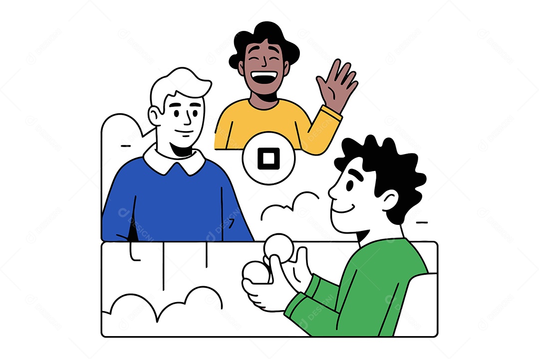 Pessoas Utilizando Técnica de Brainstorming Ilustração Vetor EPS + AI