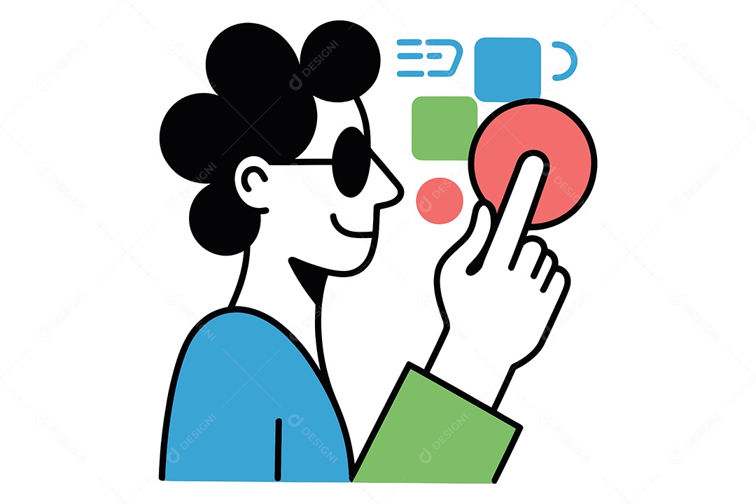 Homem Olhando Gráfico Ilustração Vetor EPS + AI