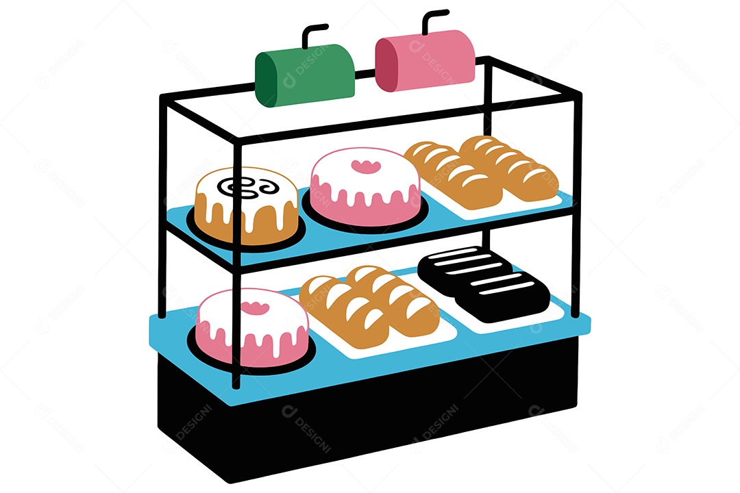 Vitrine de Padaria Ilustração Vetor EPS + AI