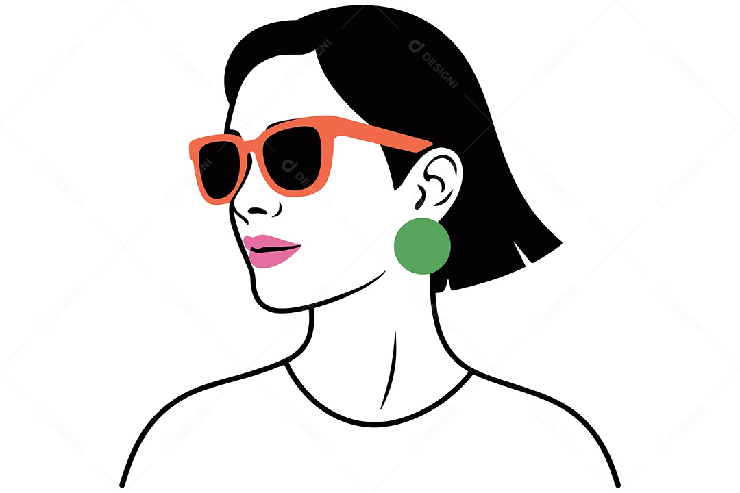 Mulher com Óculos Ilustração Vetor EPS + AI