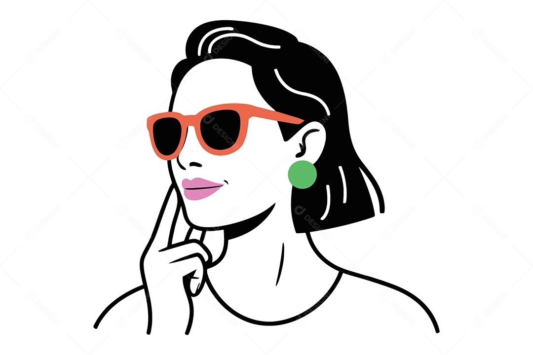Mulher com Óculos Ilustração Vetor EPS + AI