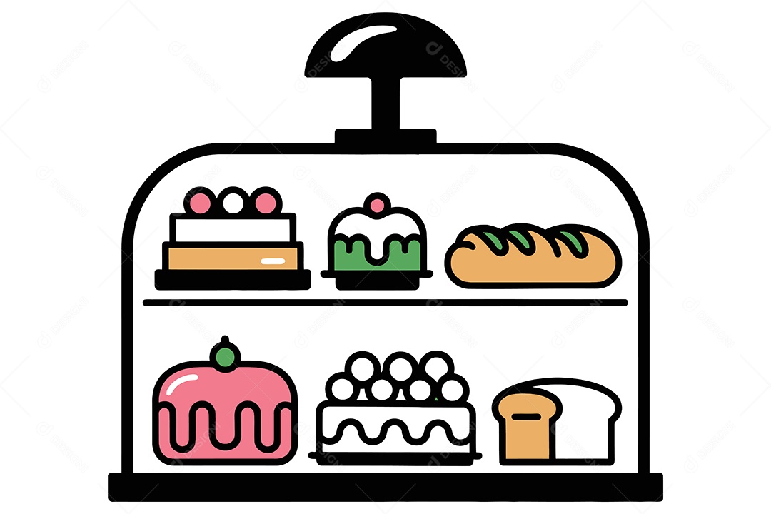 Vitrine de Padaria Ilustração Vetor EPS + AI