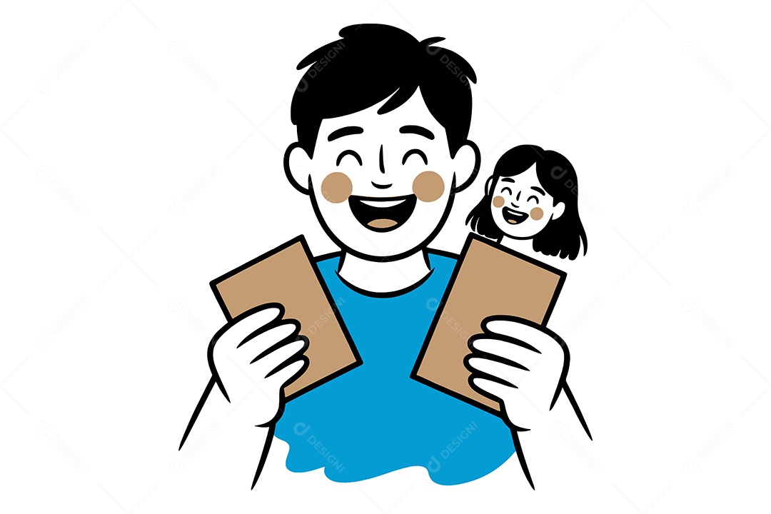 Homem e uma Criança com Pacotes de Presente Ilustração Vetor EPS + AI