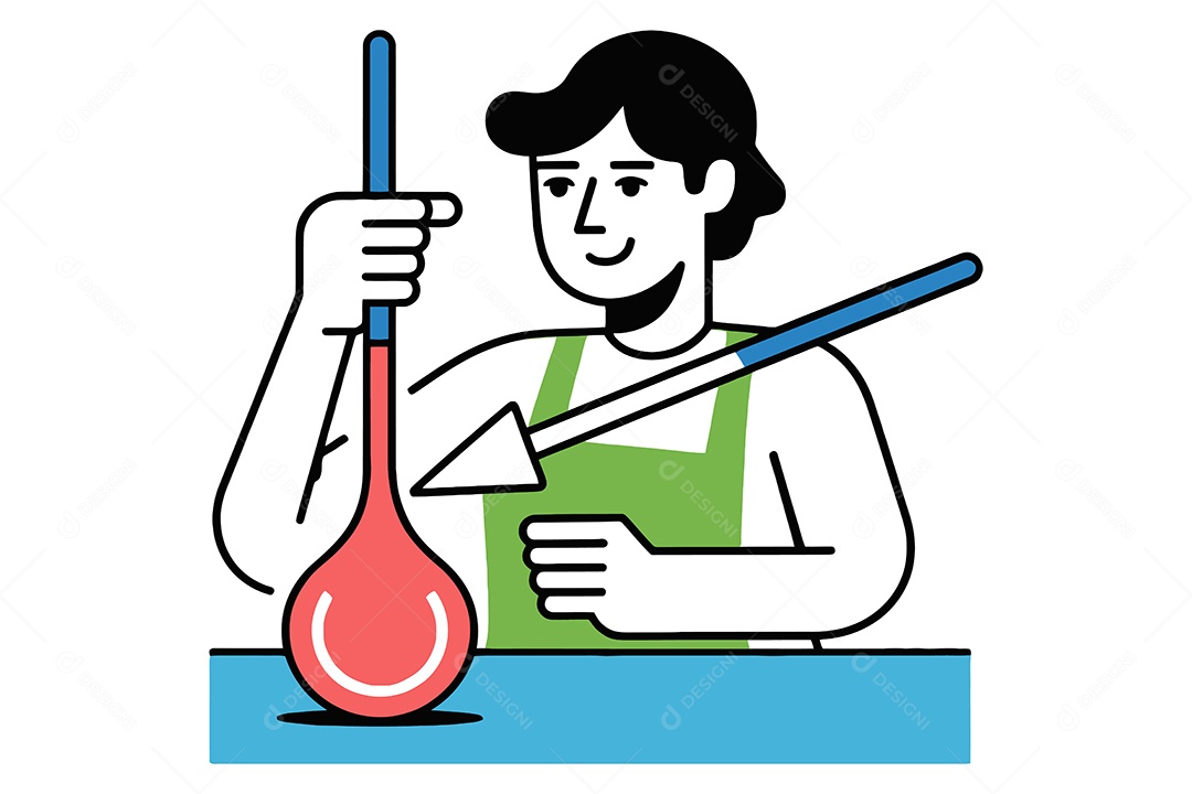 Pessoa Segurando um Termômetro de Laboratório Ilustração Vetor EPS + AI