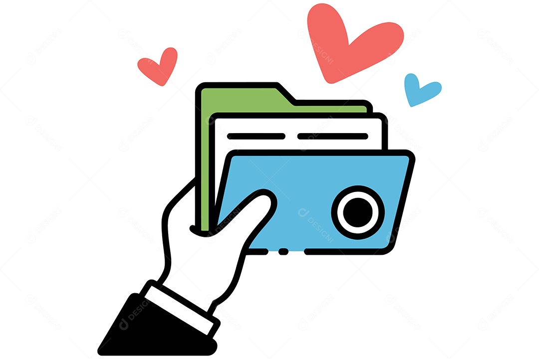 Mão Segurando Uma Pasta de Arquivos Ilustração Vetor EPS + AI