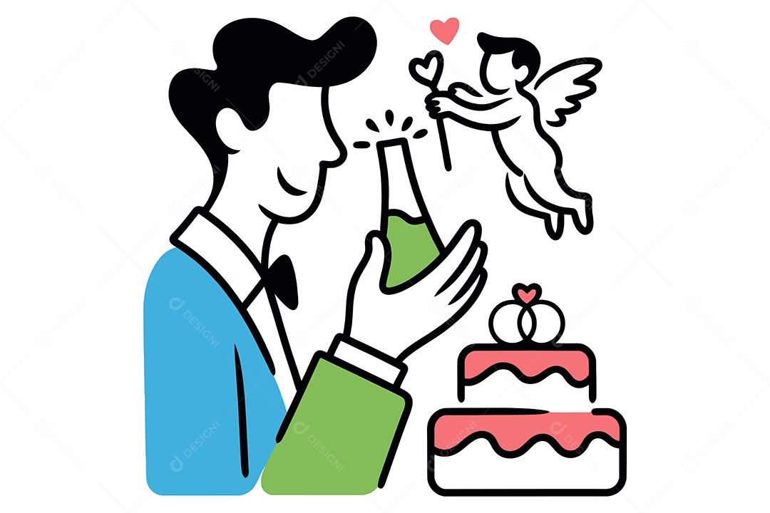 Celebração de Casamento ou Noivado Ilustração Vetor EPS + AI