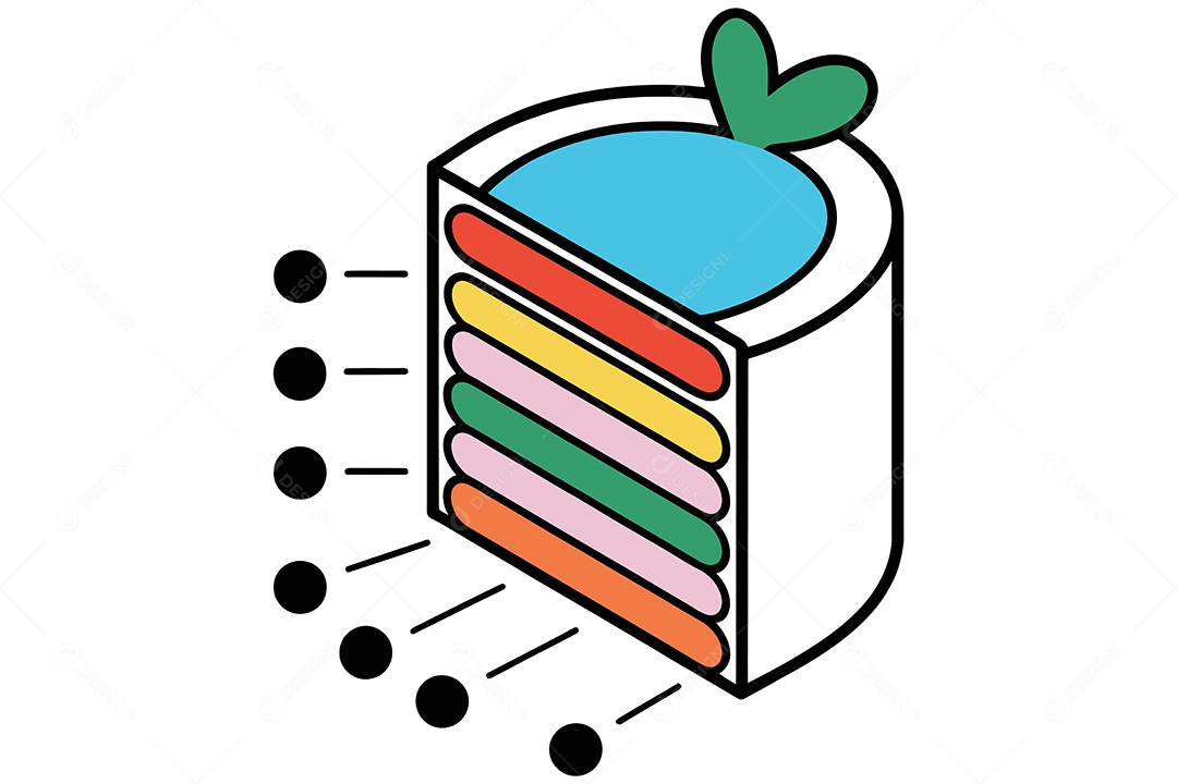 Bolo de Camadas Coloridas Ilustração Vetor EPS + AI