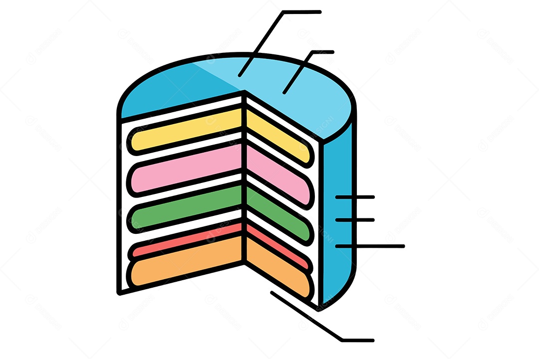 Bolo de Camadas Coloridas Ilustração Vetor EPS + AI