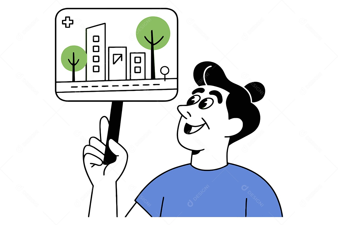 Pessoa e Conceito de Sustentabilidade Urbana Ilustração Vetor EPS + AI