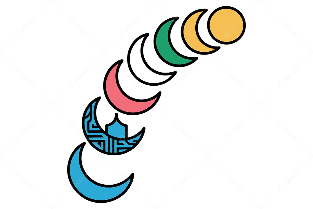 Fases da Lua Crescente Ilustração Vetor EPS + AI