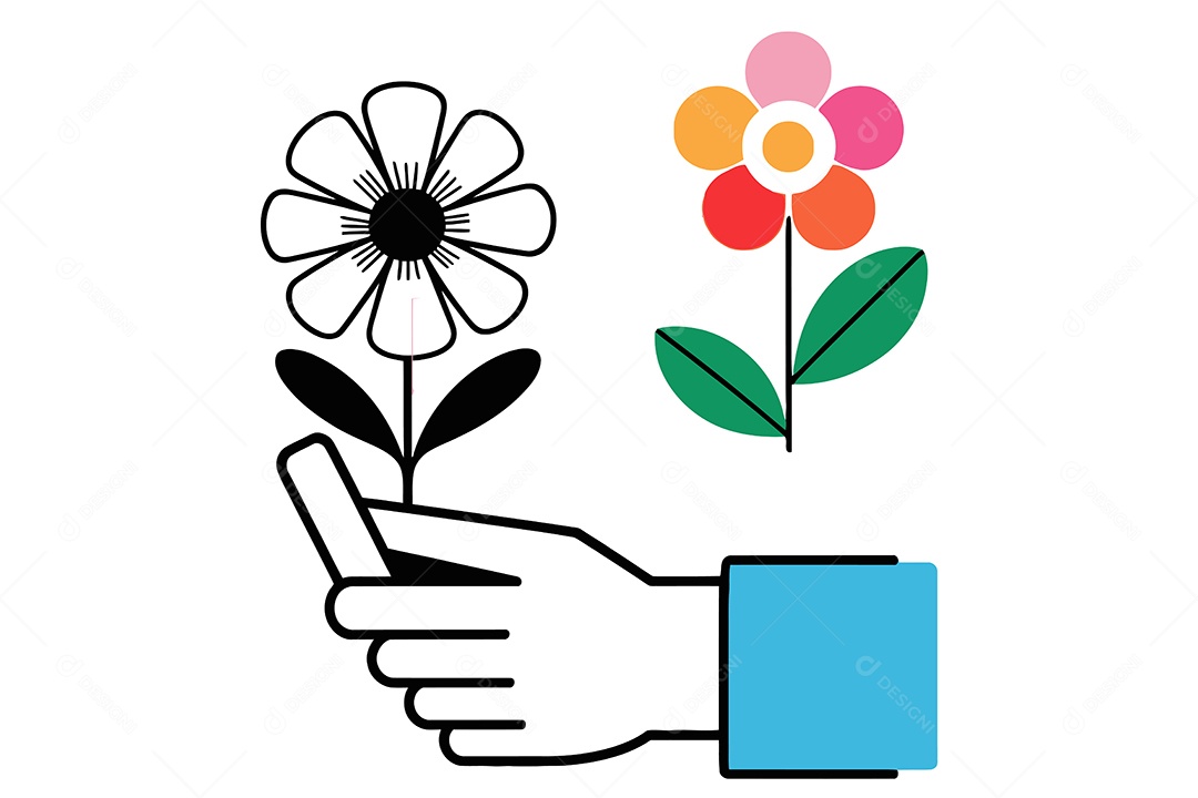 Mão Segurando Flores Ilustração Vetor EPS + AI