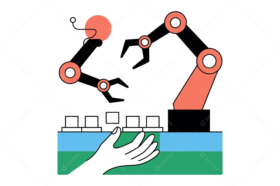 Mão e um Braço Robótico Ilustração Vetor EPS + AI