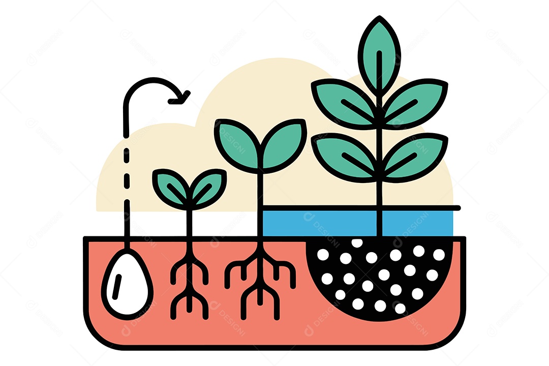 Crescimento de uma Planta Ilustração Vetor EPS + AI