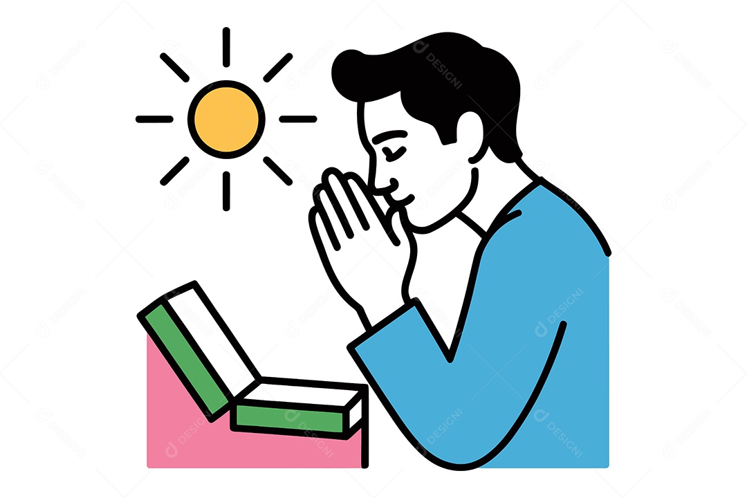 Homem Orando Ilustração Vetor EPS + AI