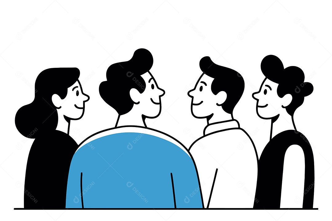 Grupo de Quatro Pessoas Ilustração Vetor EPS + AI