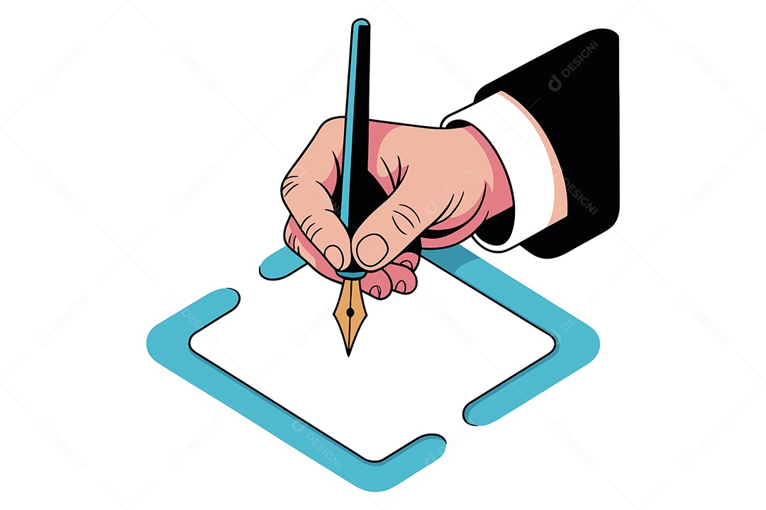 Assinando um Documento Ilustração Vetor EPS + AI