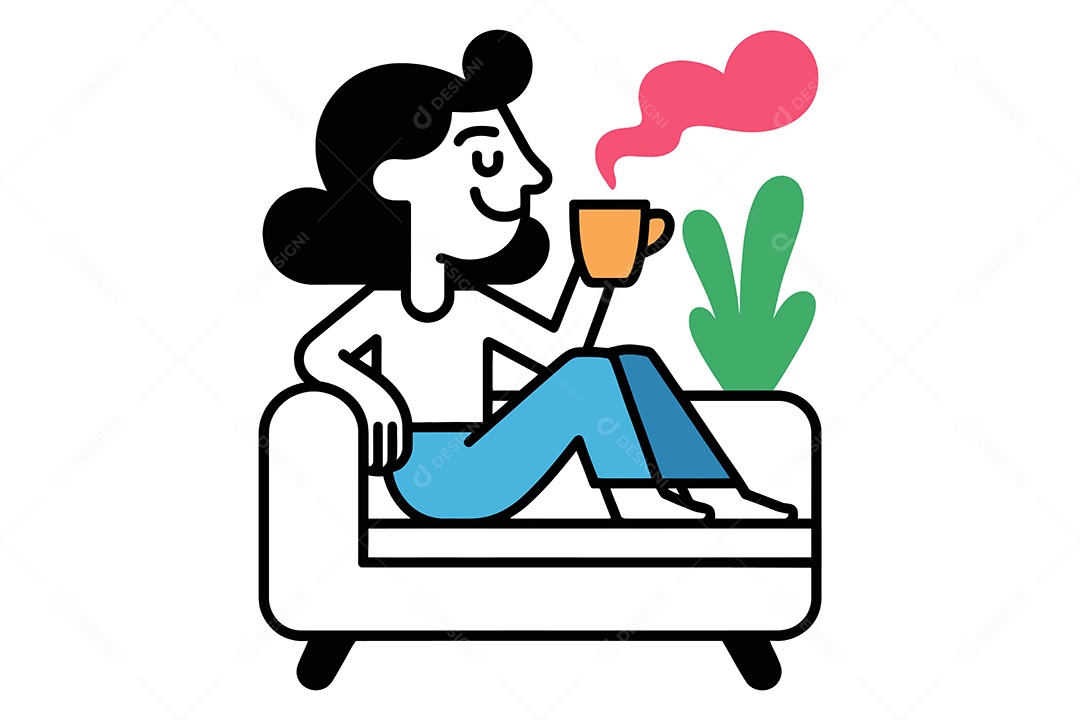 Pessoa Relaxando em um Sofá Ilustração Vetor EPS + AI