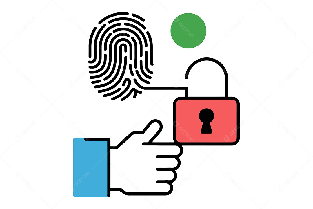 Sistema de Autenticação por Impressão Digital Ilustração Vetor EPS + AI