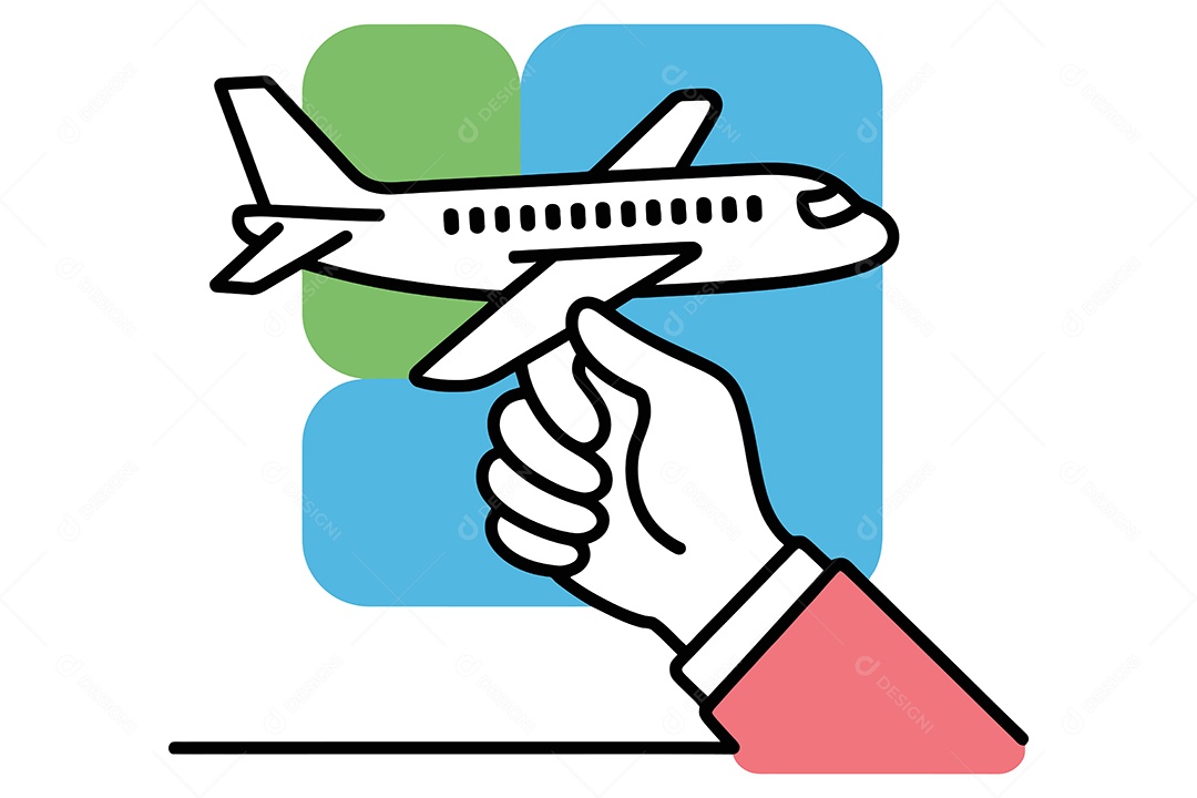 Mão Segurando um Avião Ilustração Vetor EPS + AI
